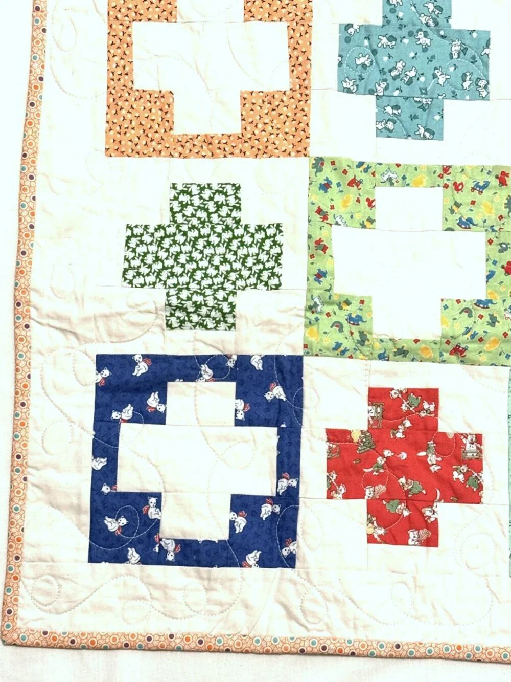 Handmade Patchwork Baby Crib Blanket Quilt Plus Charmed Pattern Animals Cottage